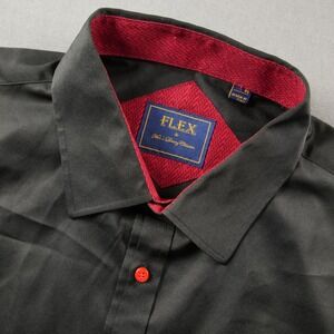 FLEX Italy Silky Nylon Spandex Button Down Shirt Men XL Luxury Work Short Sleeve